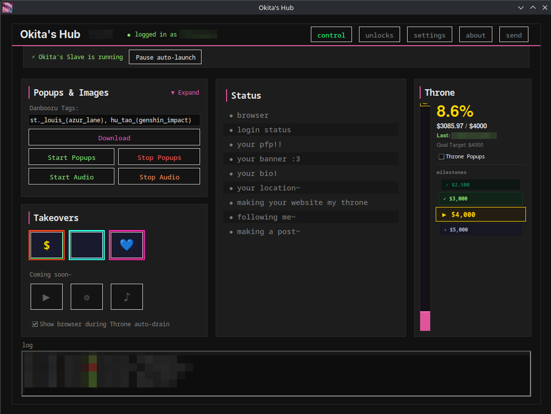 Hub main screen